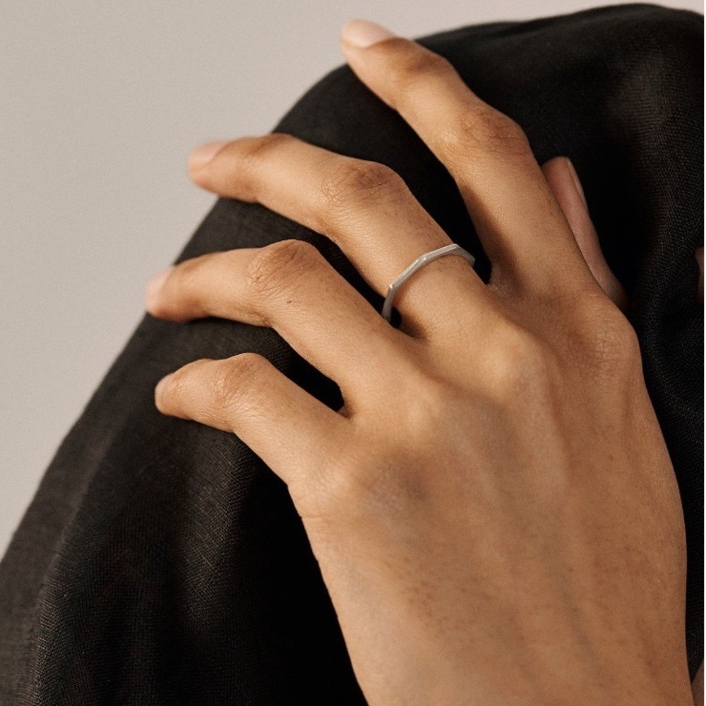 Monica Vinader Octagon Stacking Ring, Sterling Silver, Size 8, NWT‎
